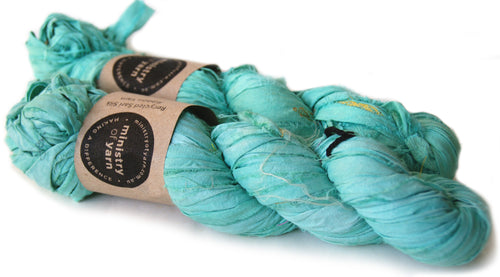 Seafoam green recycled sari Ribbon Ministry of Yarn