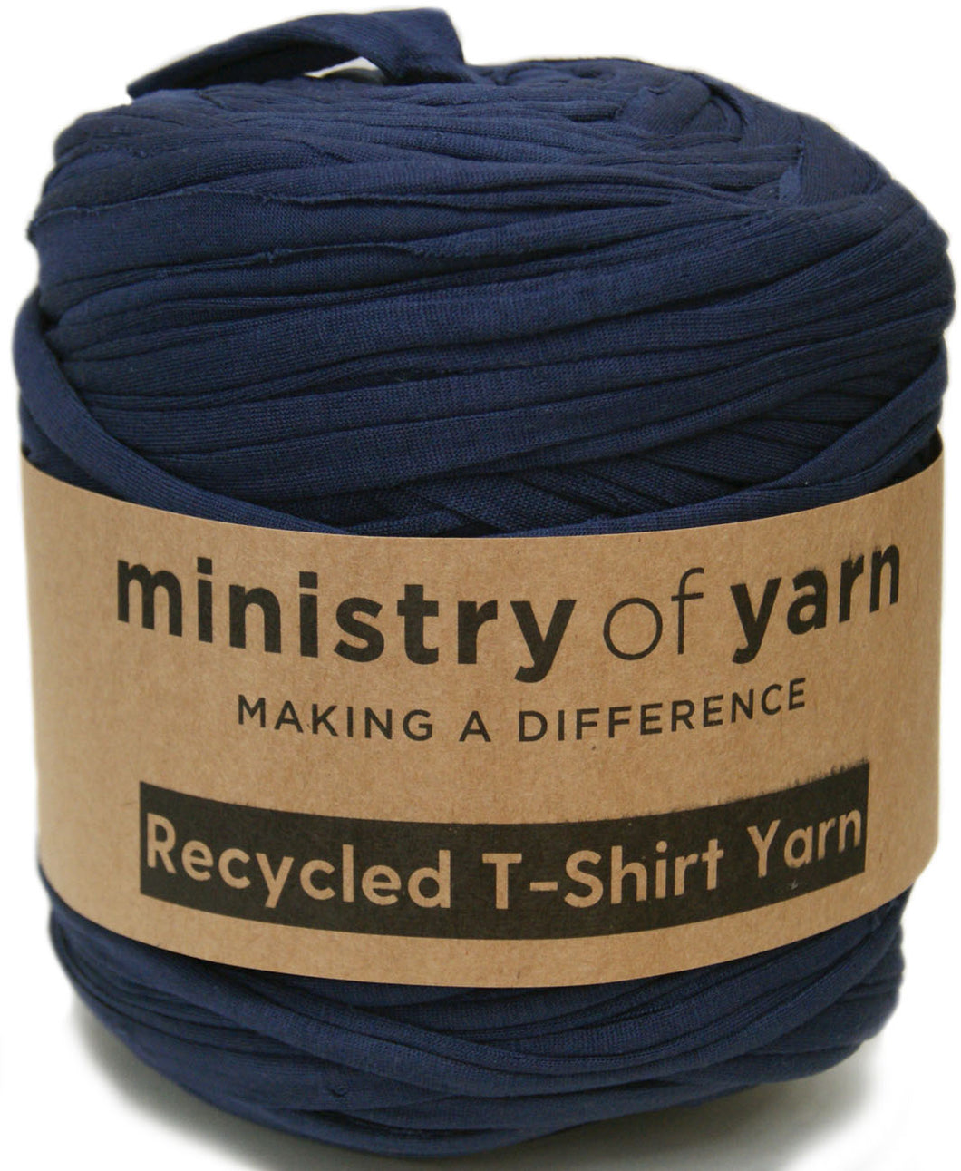 dark stretchy silky blue recycled t-shirt yarn Australia
