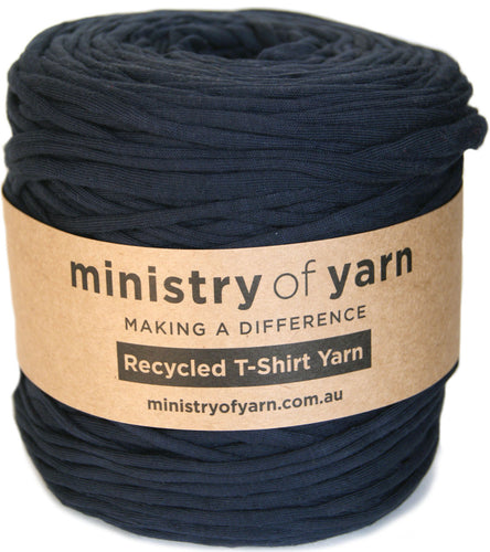 Dark Blue recycled tshirt yarn Australia MInistry of Yarn