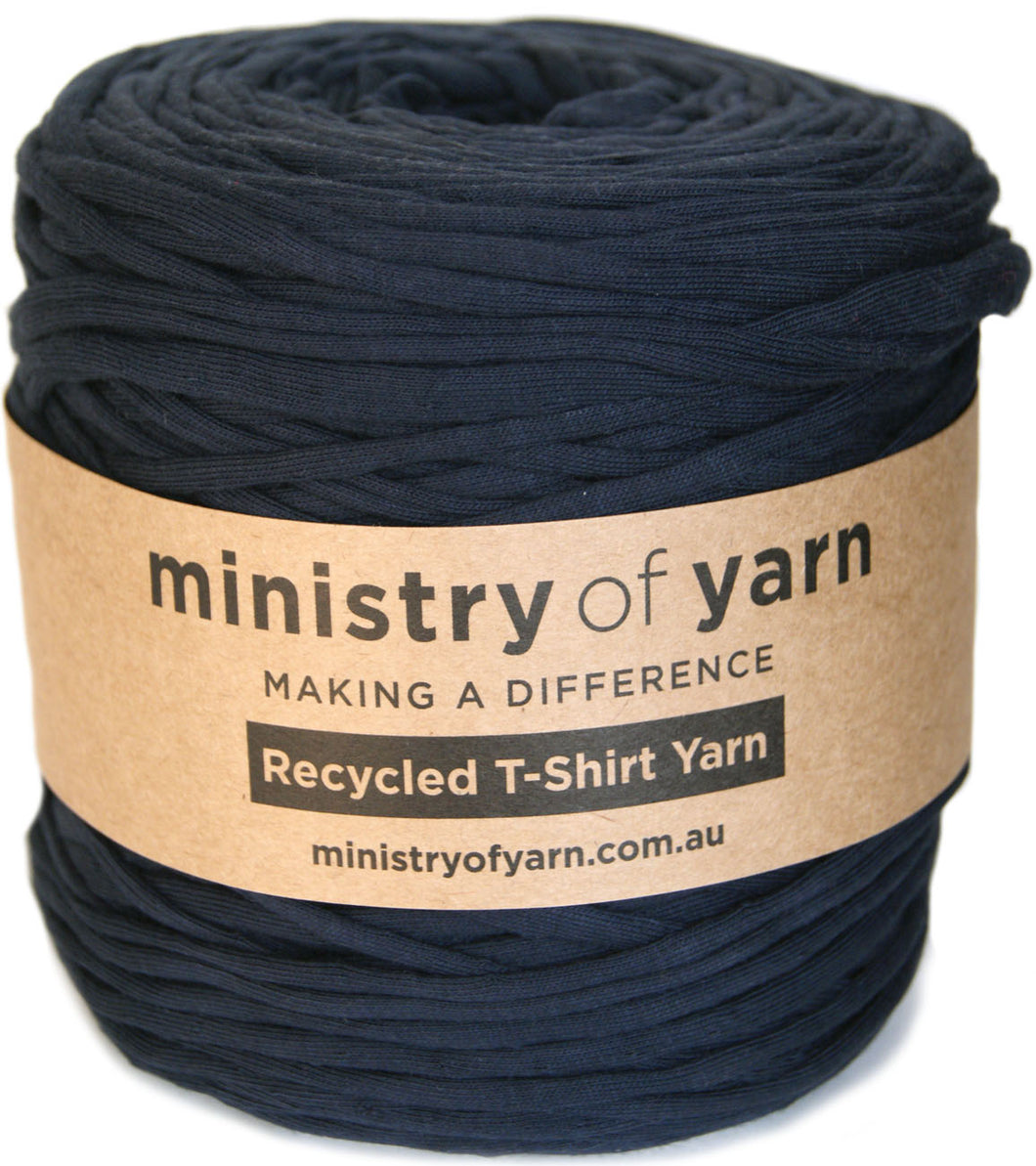 Dark Blue recycled tshirt yarn Australia MInistry of Yarn