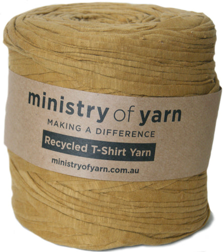 Gold yellow recycled tshirt yarn Australia Ministry of Yarn