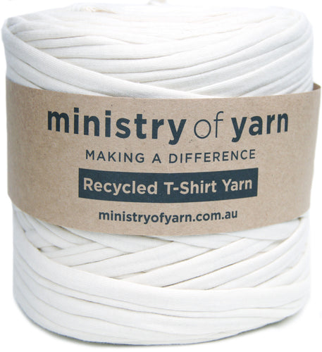 Cream recycled tshirt yarn Australia Ministry of Yarn