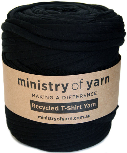 black recycled tshirt yarn Australia Ministry of Yarn