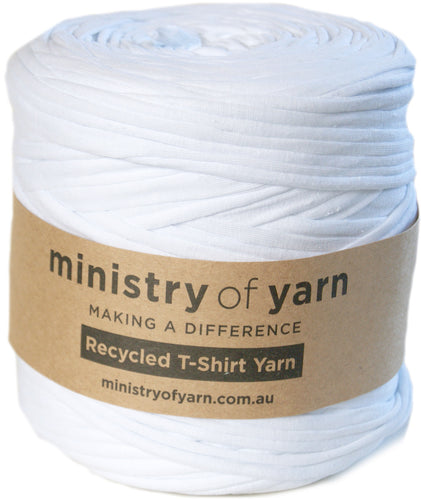 White recycled tshirt yarn Australia Ministry of Yarn