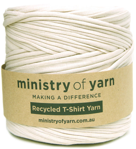 beige recycled tshirt yarn Australia MInistry of Yarn