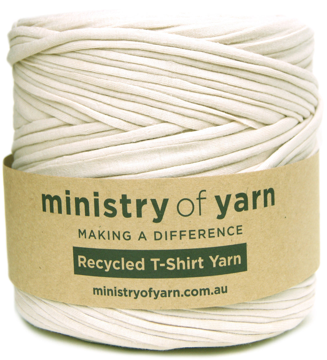 beige recycled tshirt yarn Australia MInistry of Yarn