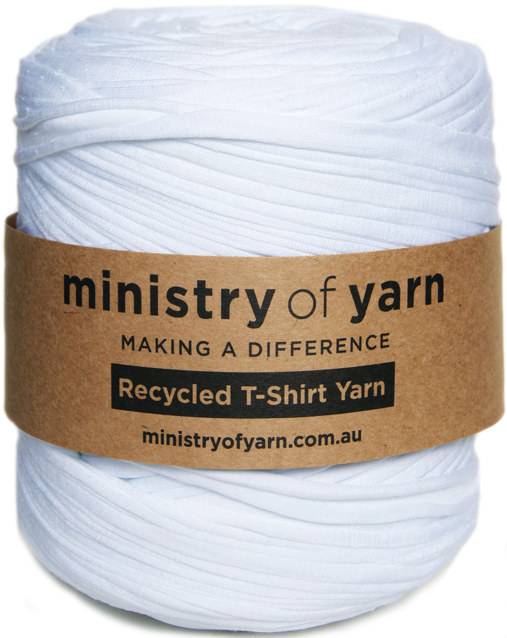 white recycled tshirt yarn Australia Ministry of Yarn