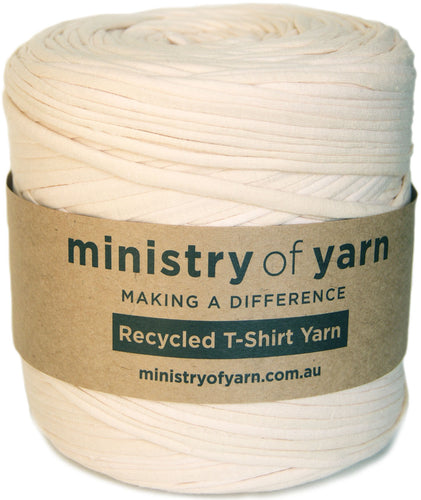 Cream beige recycled tshirt yarn Australia MInistry of Yarn