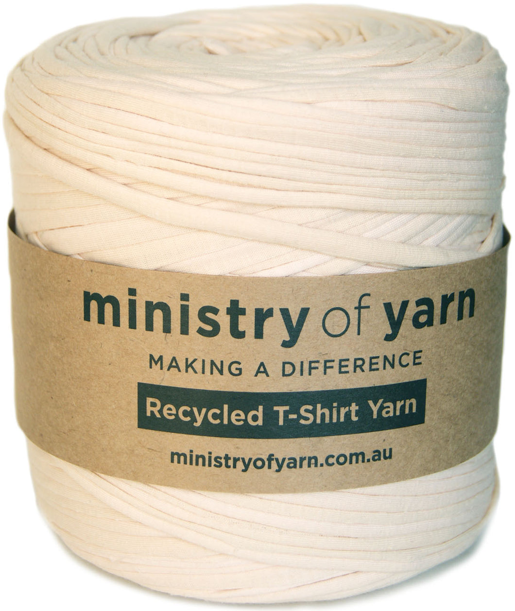 Cream beige recycled tshirt yarn Australia MInistry of Yarn