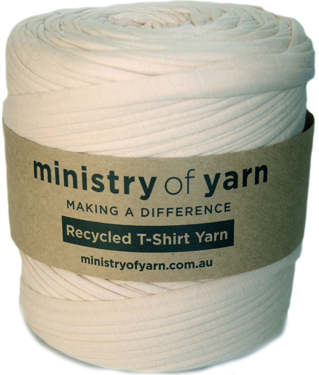 buff beige recycled tshirt yarn Australia Ministry of Yarn