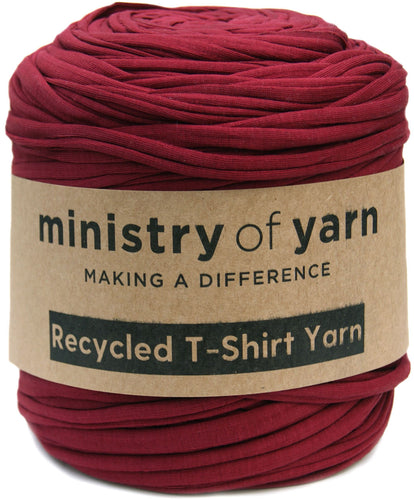 burgundy red recycled t-shirt yarn Australia