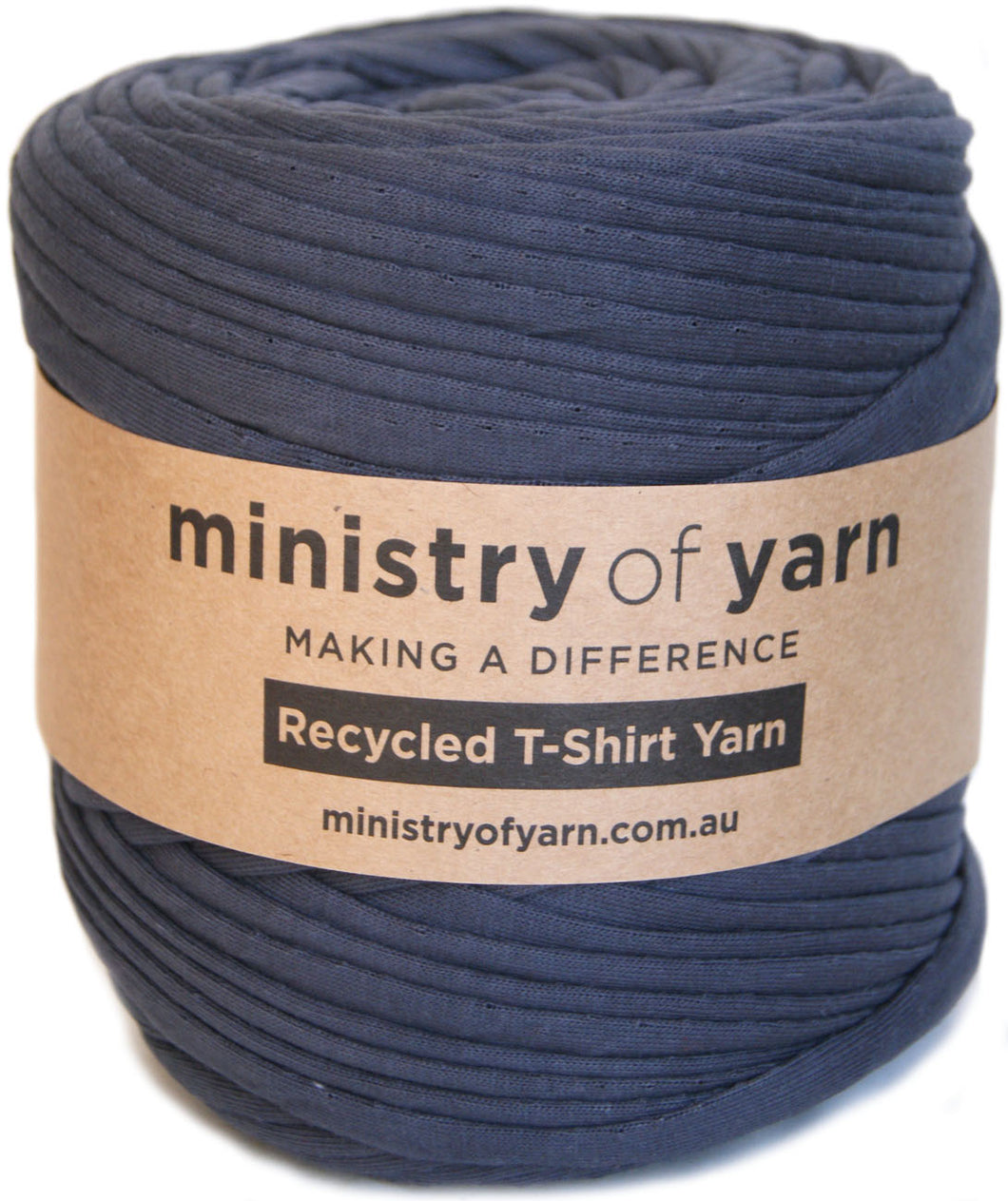 Mid grey recycled tshirt yarn Australia Ministry of Yarn