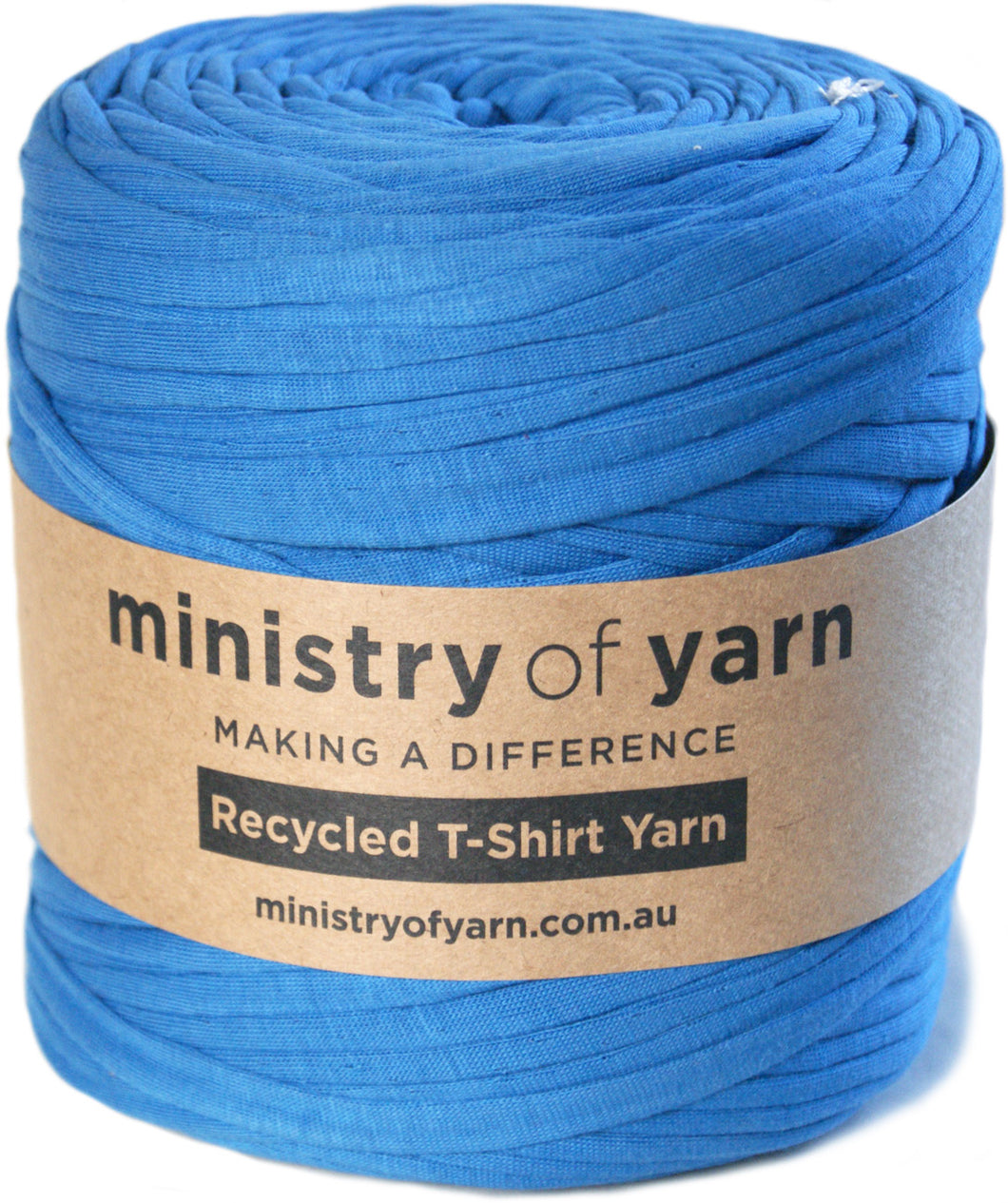 Mid blue recycled tshirt yarn Australia Ministry of Yarn