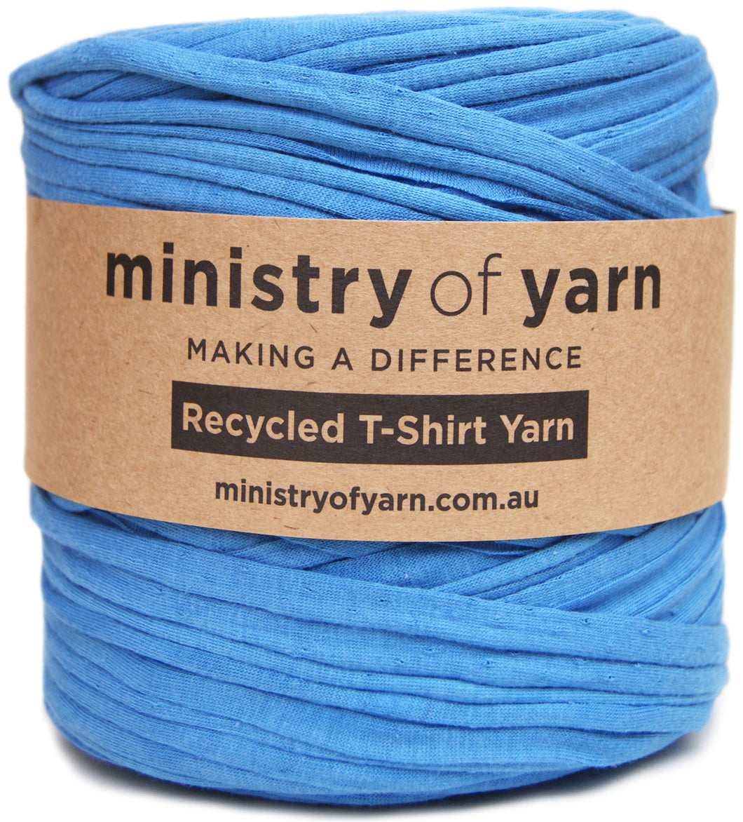 mid blue recycled tshirt yarn Australia mInistry of yarn