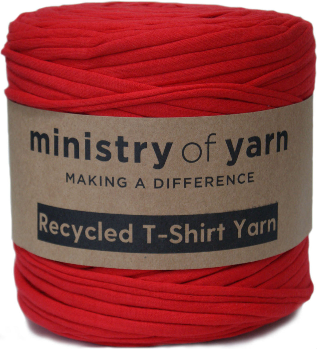 bright red recycled tshirt yarn Australia
