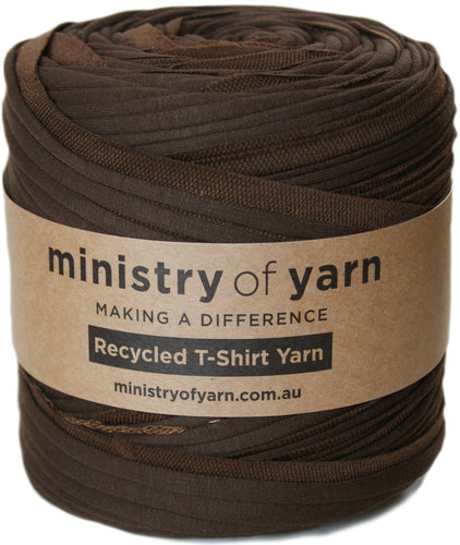 Dark brown recycled tshirt yarn Australia Ministry of Yarn