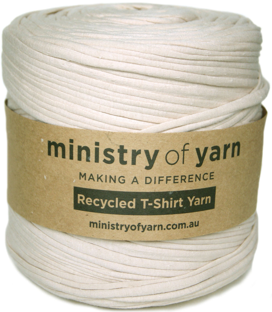 Beige recycled tshirt yarn Australia Ministry of Yarn 