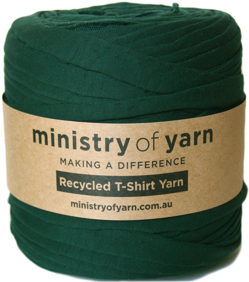 dark forest green recycled tshirt yarn Australia Ministy of Yarn