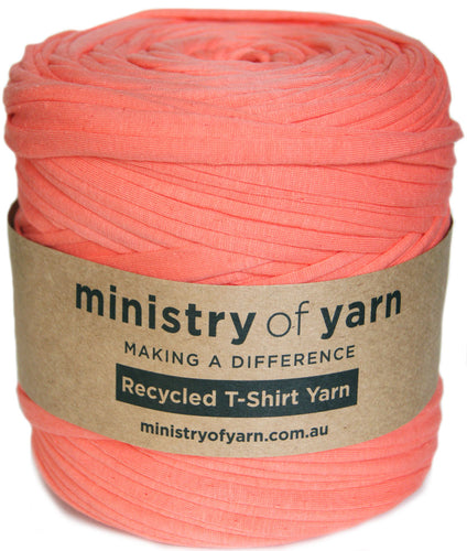 Coral orange recycled tshirt yarn Australia Ministry of Yarn