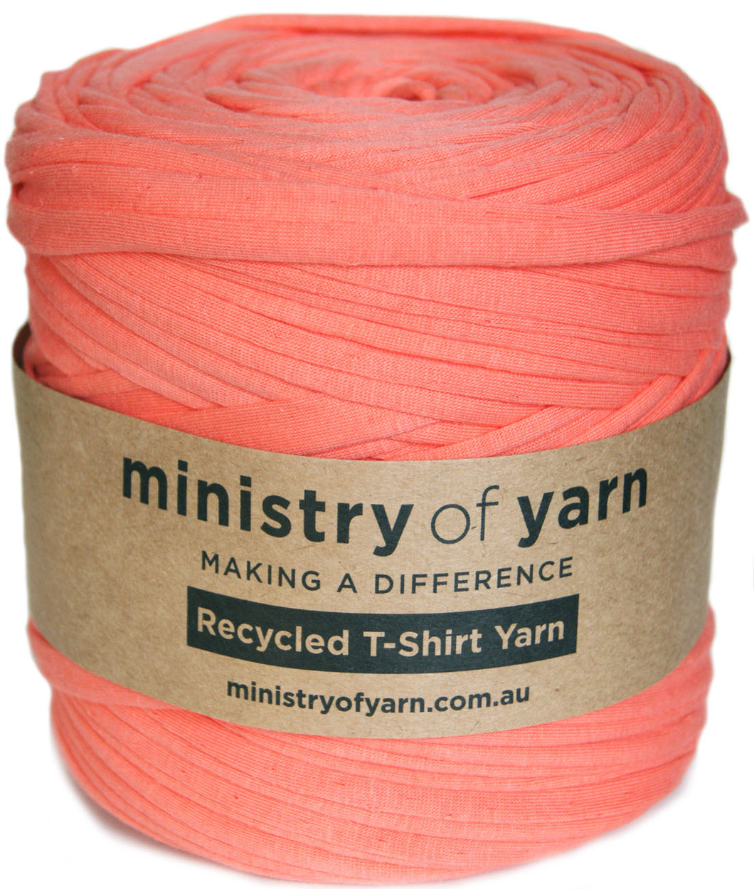 Coral orange recycled tshirt yarn Australia Ministry of Yarn