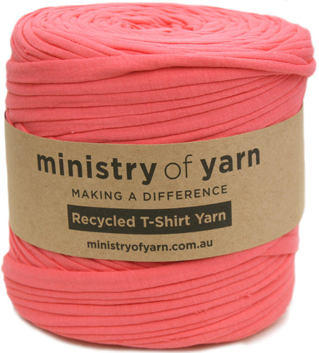 Coral Pink recycled tshirt yarn Australia Ministry of Yarn
