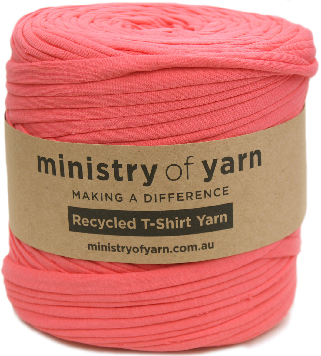 Coral Pink recycled tshirt yarn Australia Ministry of Yarn