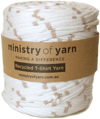 cream and beige stripes recycled tshirt yarn Australia Ministry of Yarn