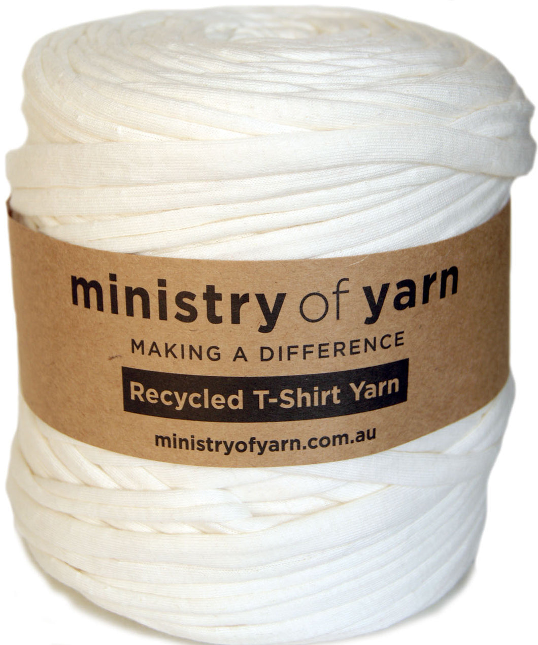 Cream recycled tshirt yarn Australia Ministry of Yarn