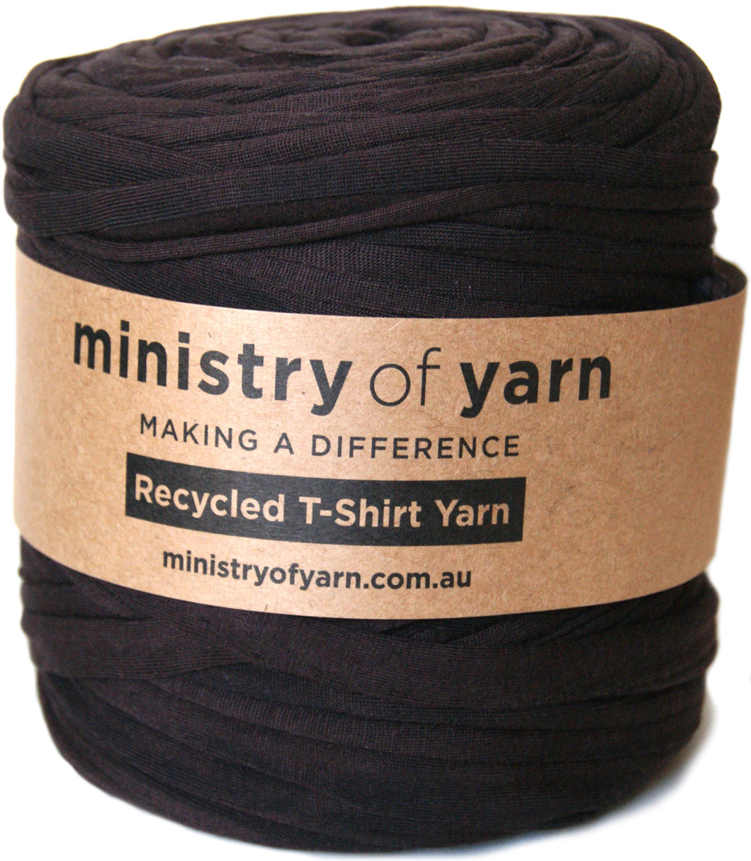 Dark brown recycled tshirt yarn Australia Ministry of Yarn