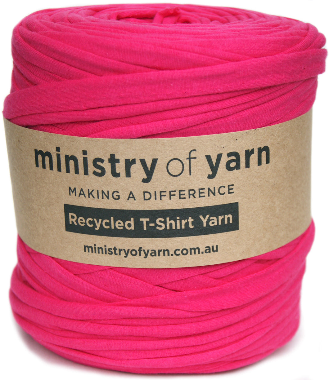 dark candy pink recycled tshirt yarn Australia Ministry of Yarn