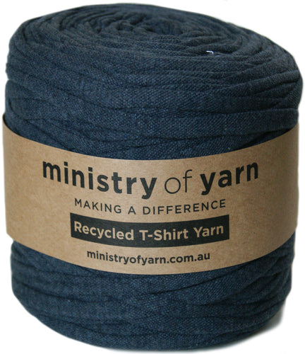 Dark blue recycled tshirt yarn Australia Ministry of Yarn