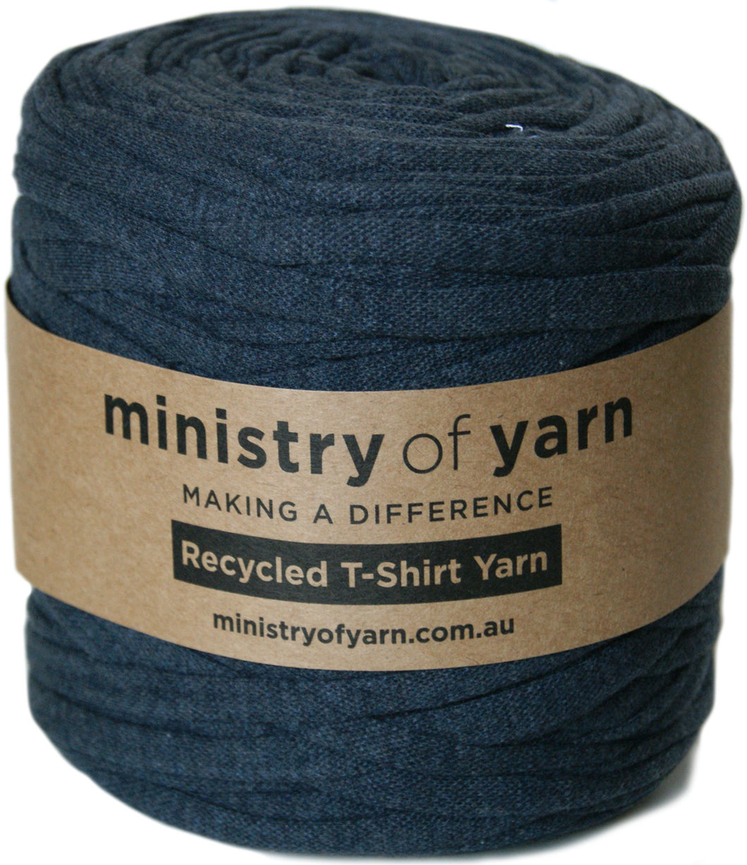 Dark blue recycled tshirt yarn Australia Ministry of Yarn