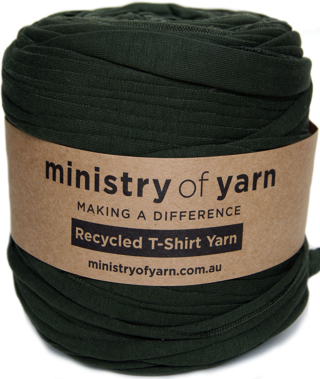 dark green recycled tshirt yarn Australia Ministry of Yarn