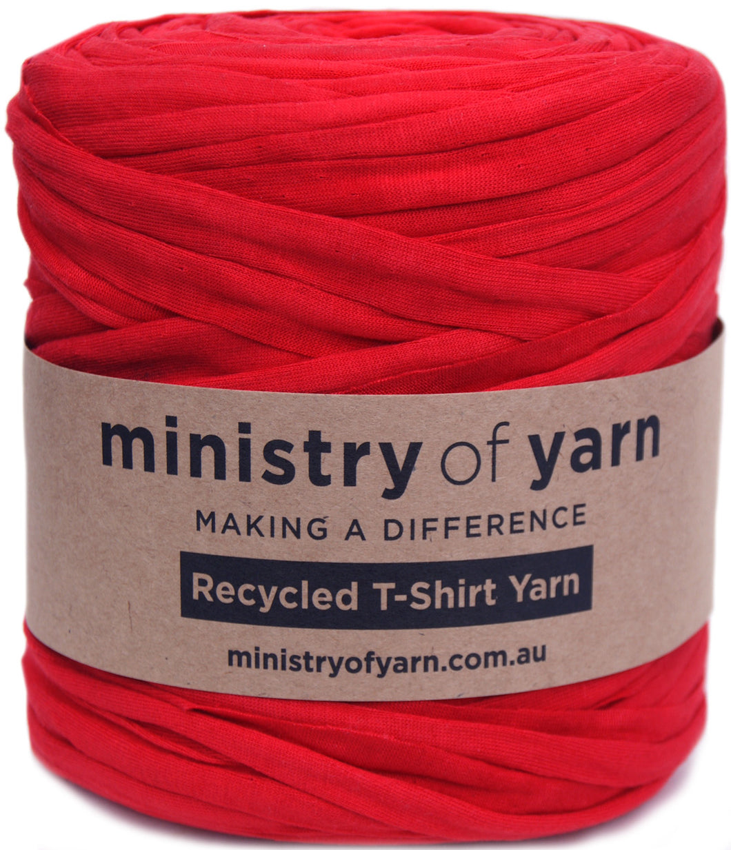 Shiny red recycled tshirt yarn Australia Ministry of Yarn