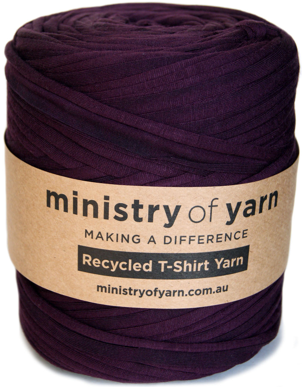 dark purple recycled tshirt yarn Australia MInistry of Yarn