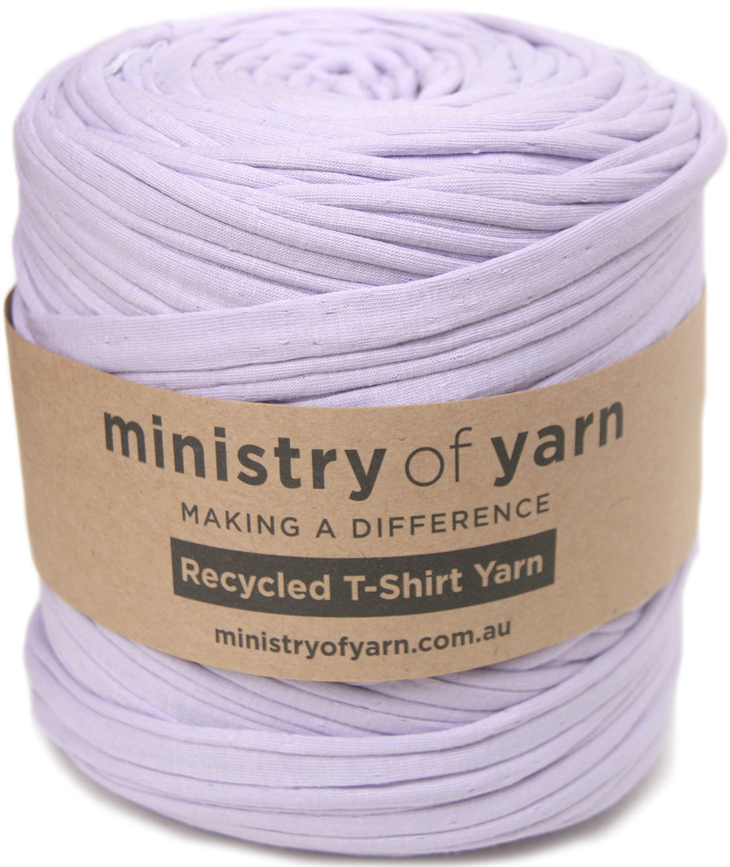 Light purple recycled tshirt yarn Australia Ministry of Yarn