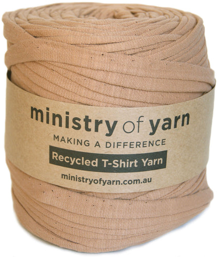 Tan brown recycled tshirt yarn Australia Ministry of Yarn