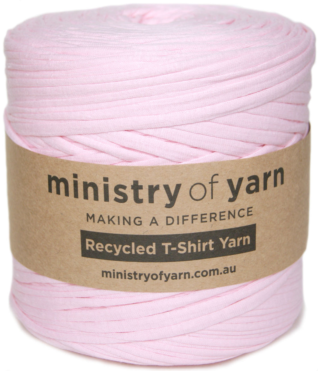 Pink recycled tshirt yarn Australia Ministry of Yarn