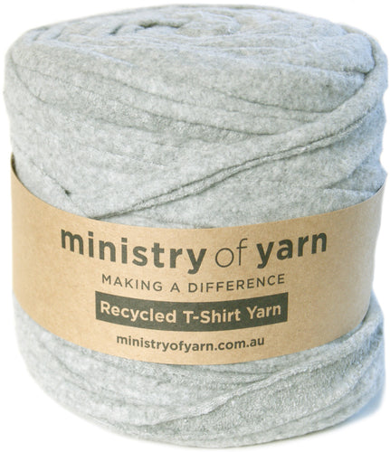 fuzzy grey recycled tshirt yarn Australia Ministry of Yarn