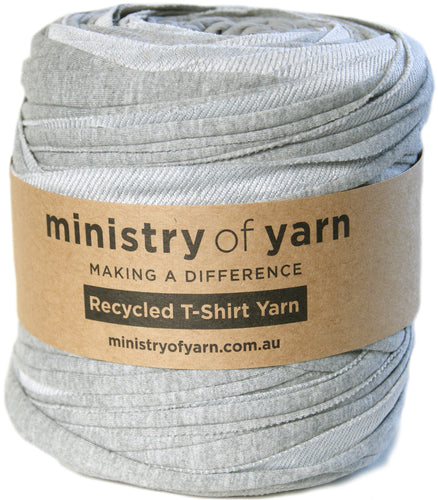 Light grey recycled tshirt yarn Australia Ministry of Yarn