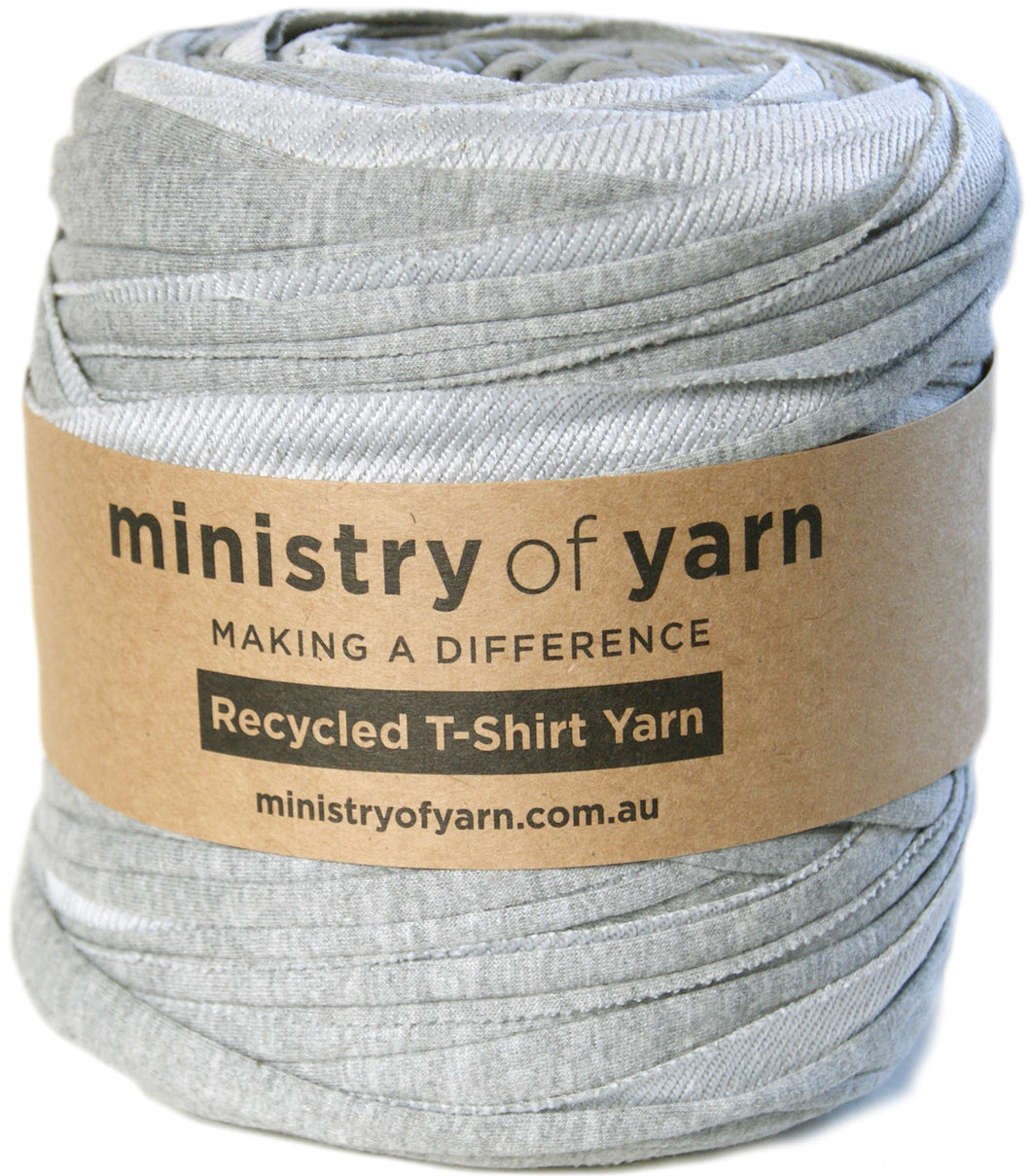 Light grey recycled tshirt yarn Australia Ministry of Yarn