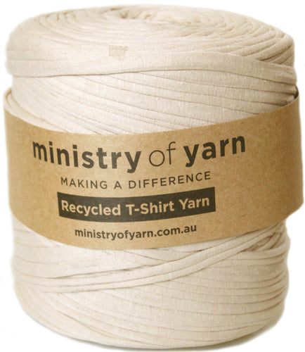 Beige recycled tshirt yarn Australia melbourne Ministry of Yarn