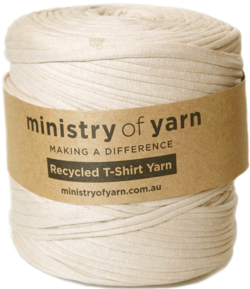 Beige recycled tshirt yarn Australia melbourne Ministry of Yarn