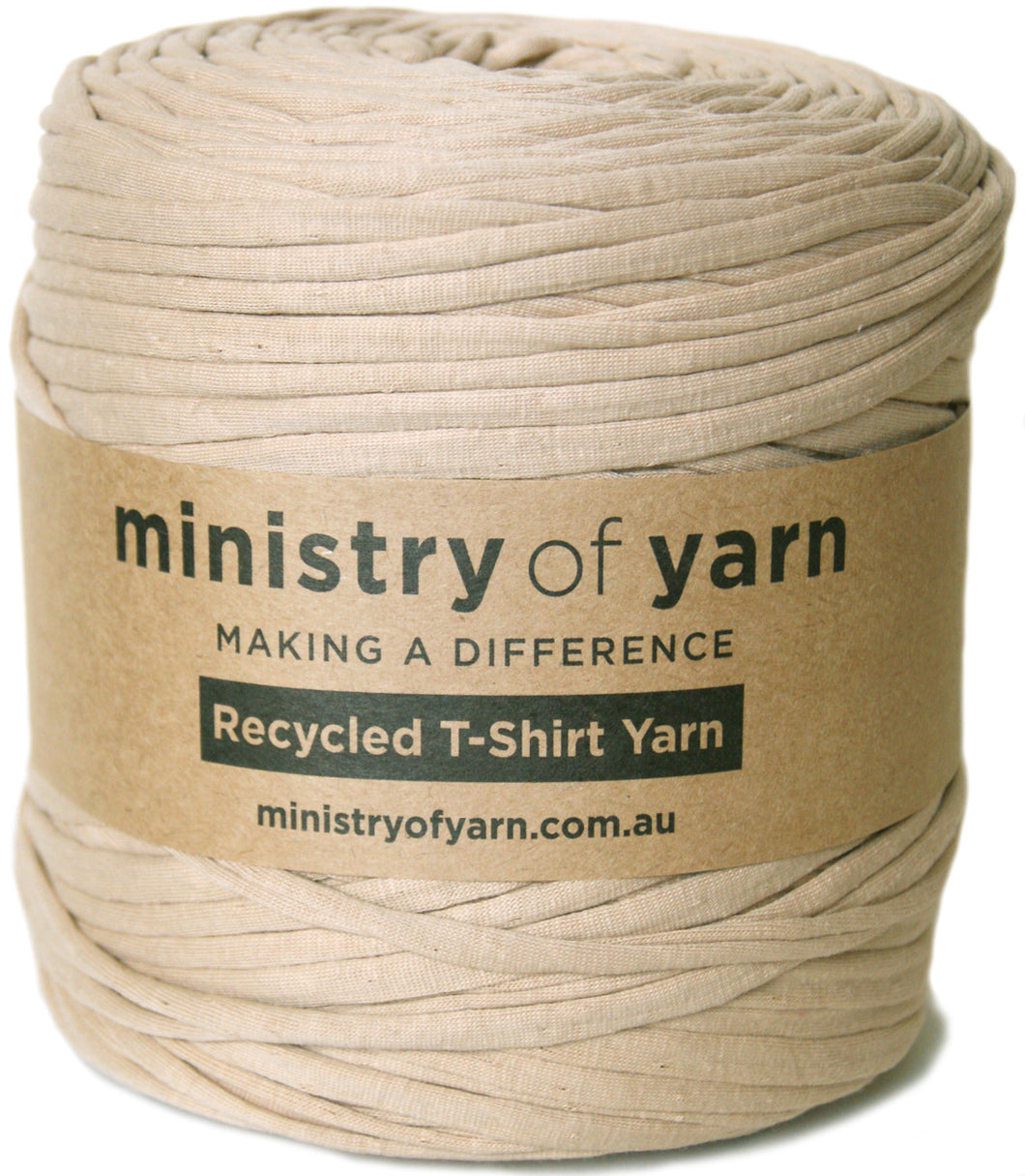 beige recycled tshirt yarn Australia Ministry of Yarn