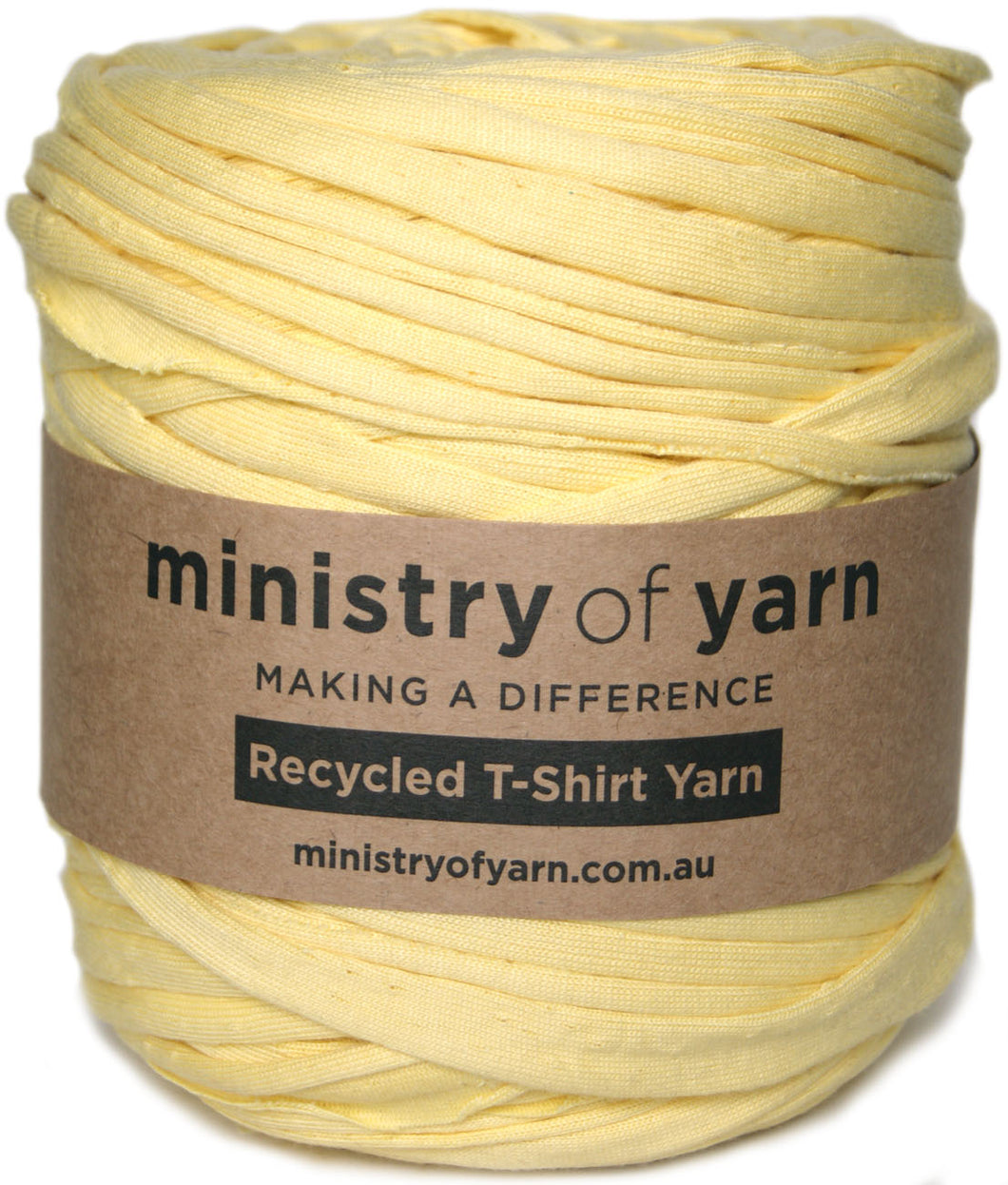 yellow recycled tshirt yarn Australia Ministry of Yarn