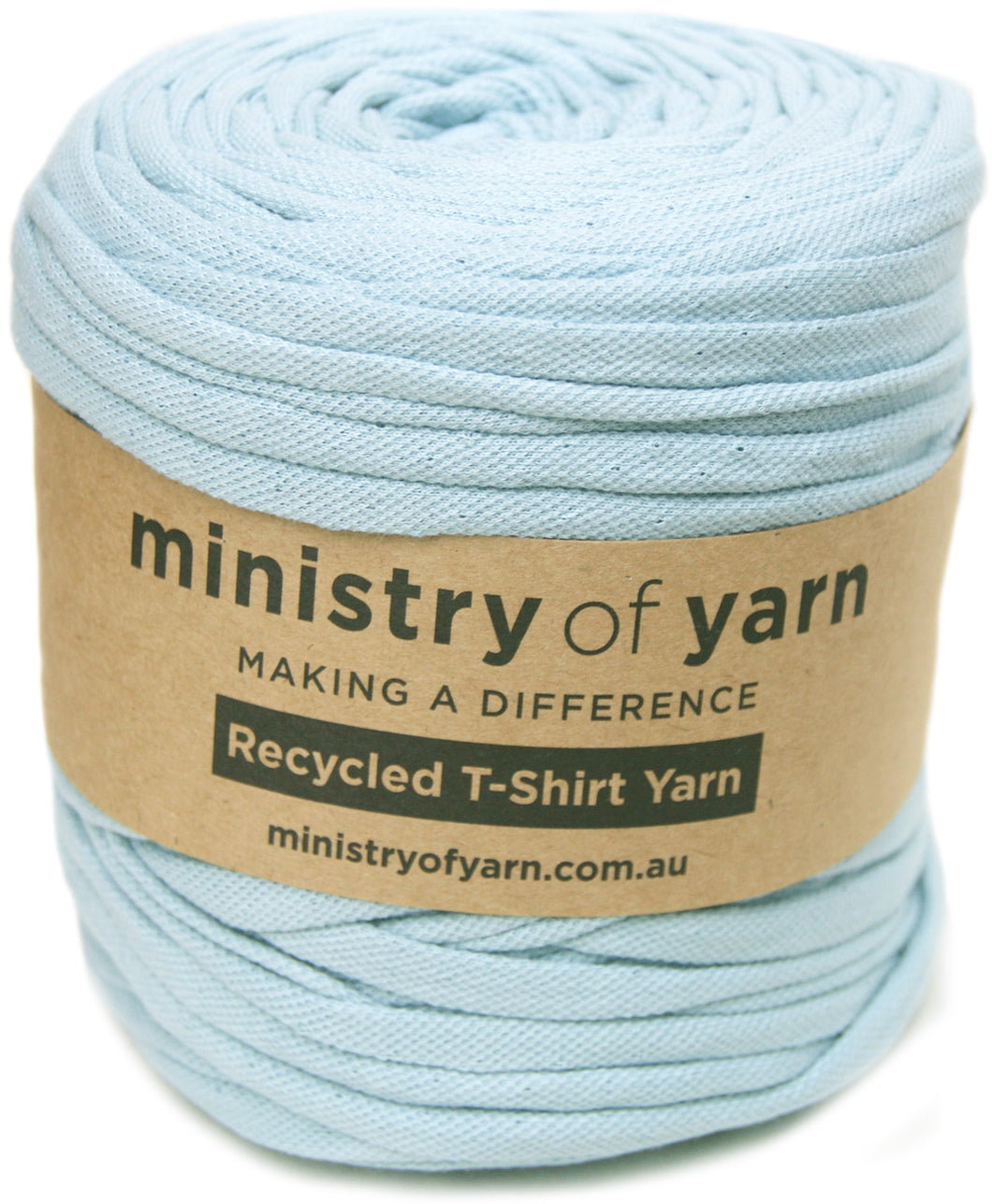 Light blue tricot recycled tshirt yarn Australia Ministry of Yarn