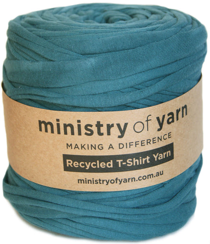Petrol coloured recycled tshirt yarn Australia Ministry of Yarn