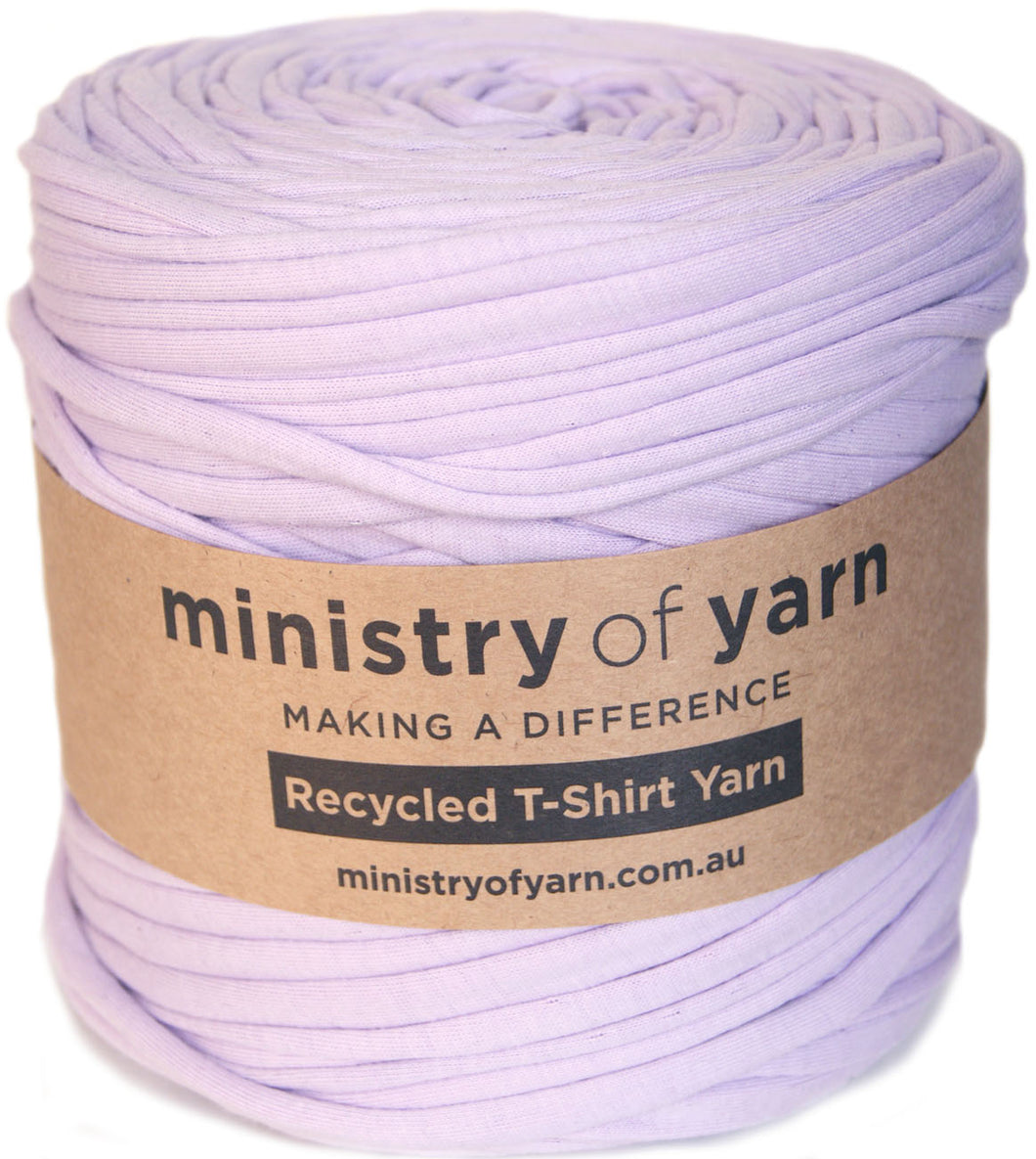 Light purple recycled tshirt yarn Australia Ministry of Yarn