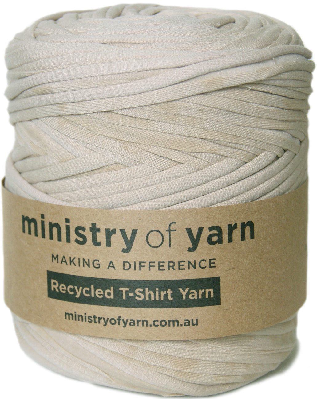 Light tan recycled tshirt yarn Australia Ministry of Yarn