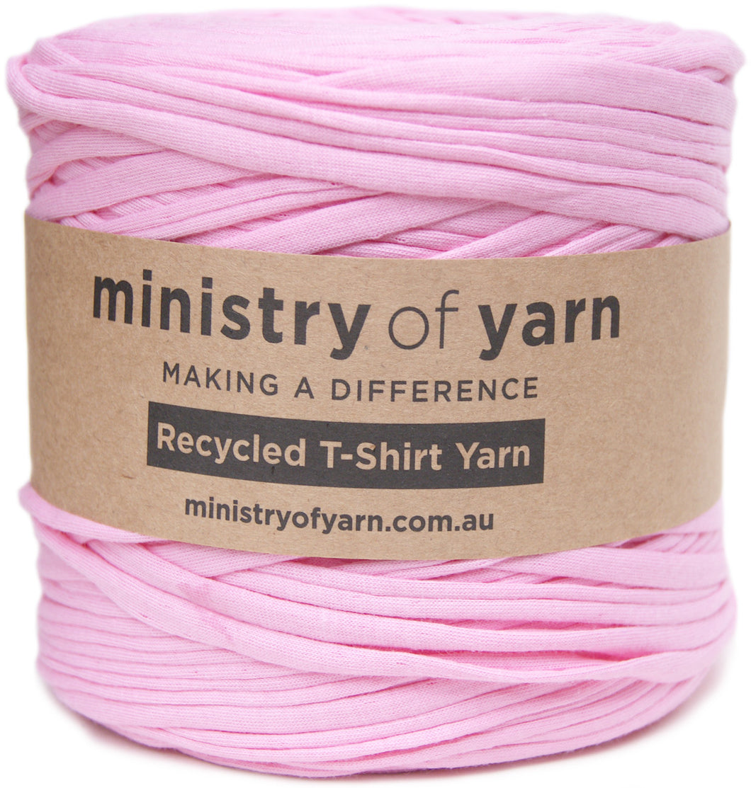 light bright pink recycled tshirt yarn Australia Ministry of Yarn